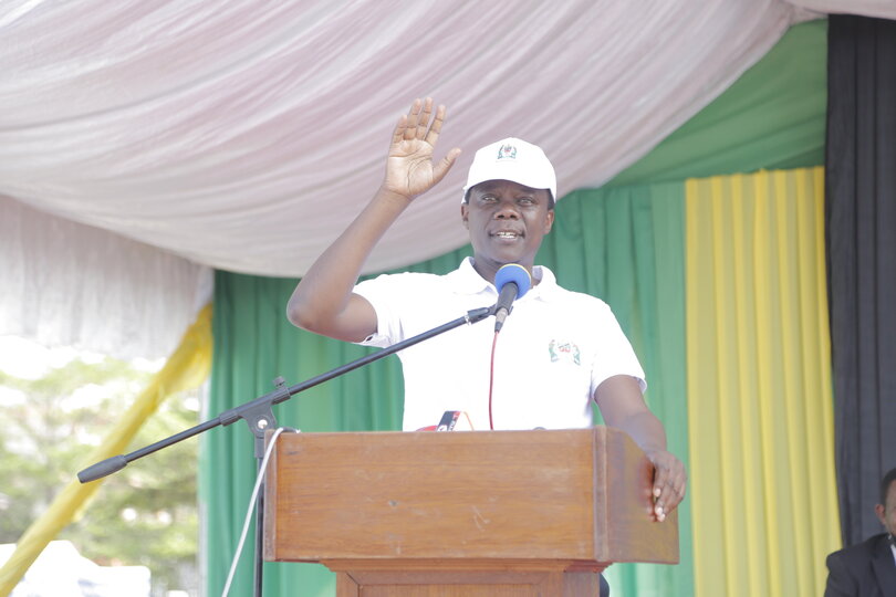 Deputy Minister of Health, Dr. Godwin Mollel makes remarks at the World NTD Day celebration and launch of a new Master Plan and Sustainability Plan for neglected diseases NTDs at a celebration in Dodoma, Tanzania. 