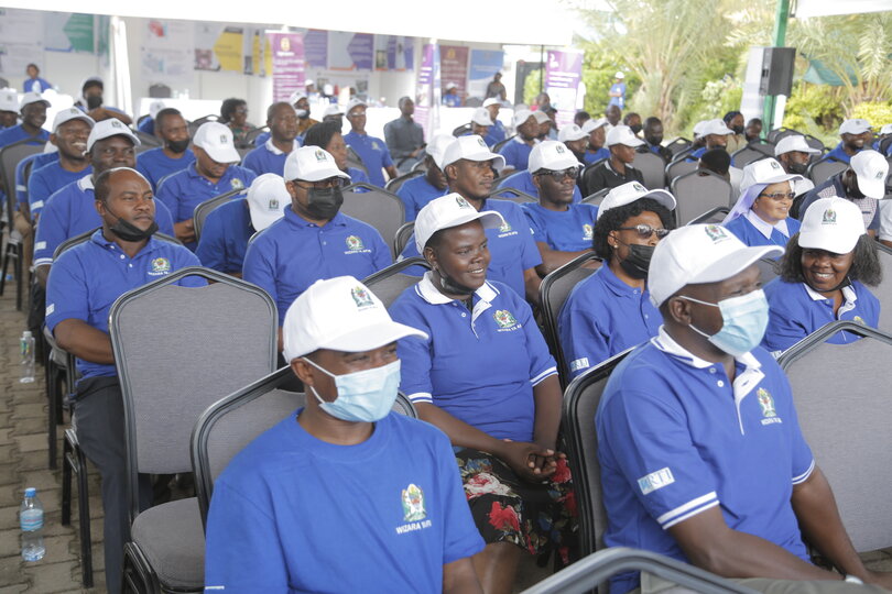 Participants at the launch event for Tanzania's Master plan and Sustainability Plan for NTDs gather in Nyerere Square Grounds in Dodoma, Tanzania