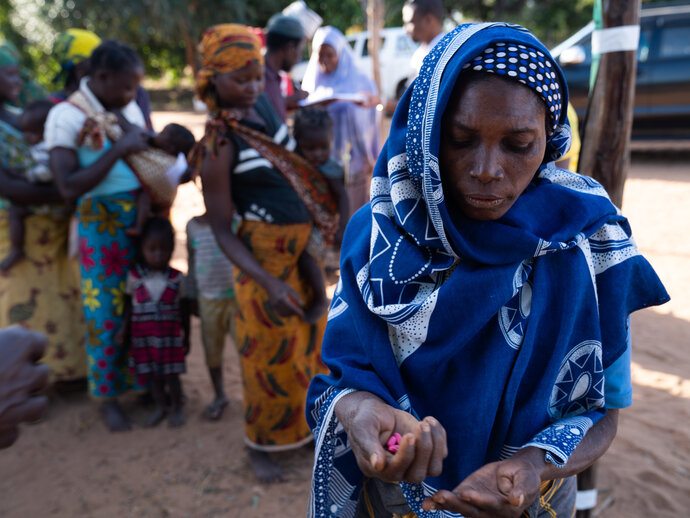 A woman is treated for trachoma in Mozambique. 