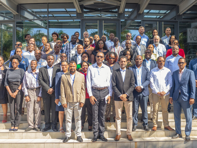 Representatives at the first-ever meeting of the Mozambique Onchocerciasis Elimination Expert Advisory Committee.
