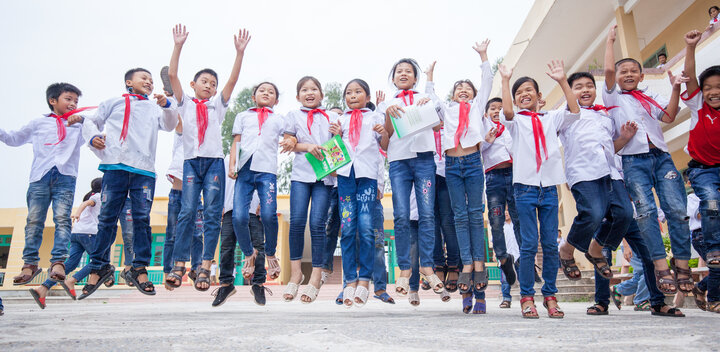 Children celebrate at a school in Vietnam
