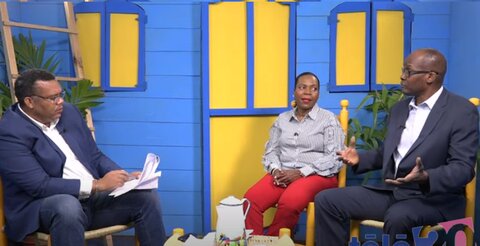 Representatives from the Haiti Ministry of Health and Population appear on a talk show on Télé20.  