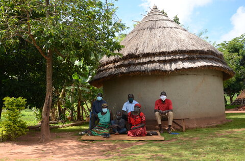 Fred Matalocu and his family in Pacuntaki-Paleure, Uganda. Photo credit: The Carter Center/Aggrey Mugisha