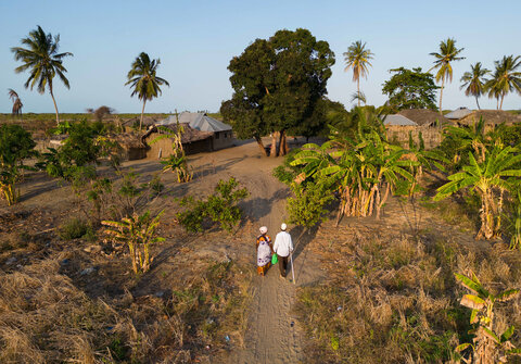 In remote areas of Tanzania, community drug distributors travel miles to visit families in their homes as part of a nationwide effort to eliminate lymphatic filariasis (LF). Photo Credit: RTI International/Roshni Lodhia